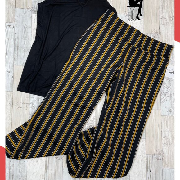 Black and Gold Striped Pants Sizes Small - Picture 1 of 2
